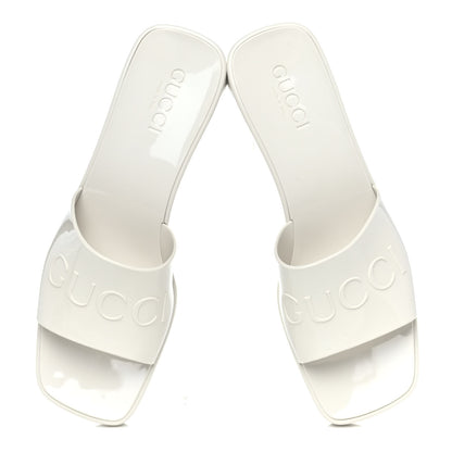 Gucci Rubber Gucci Logo Womens Platform 20/60mm Slide Sandals 39 Mystic White 5 of 10