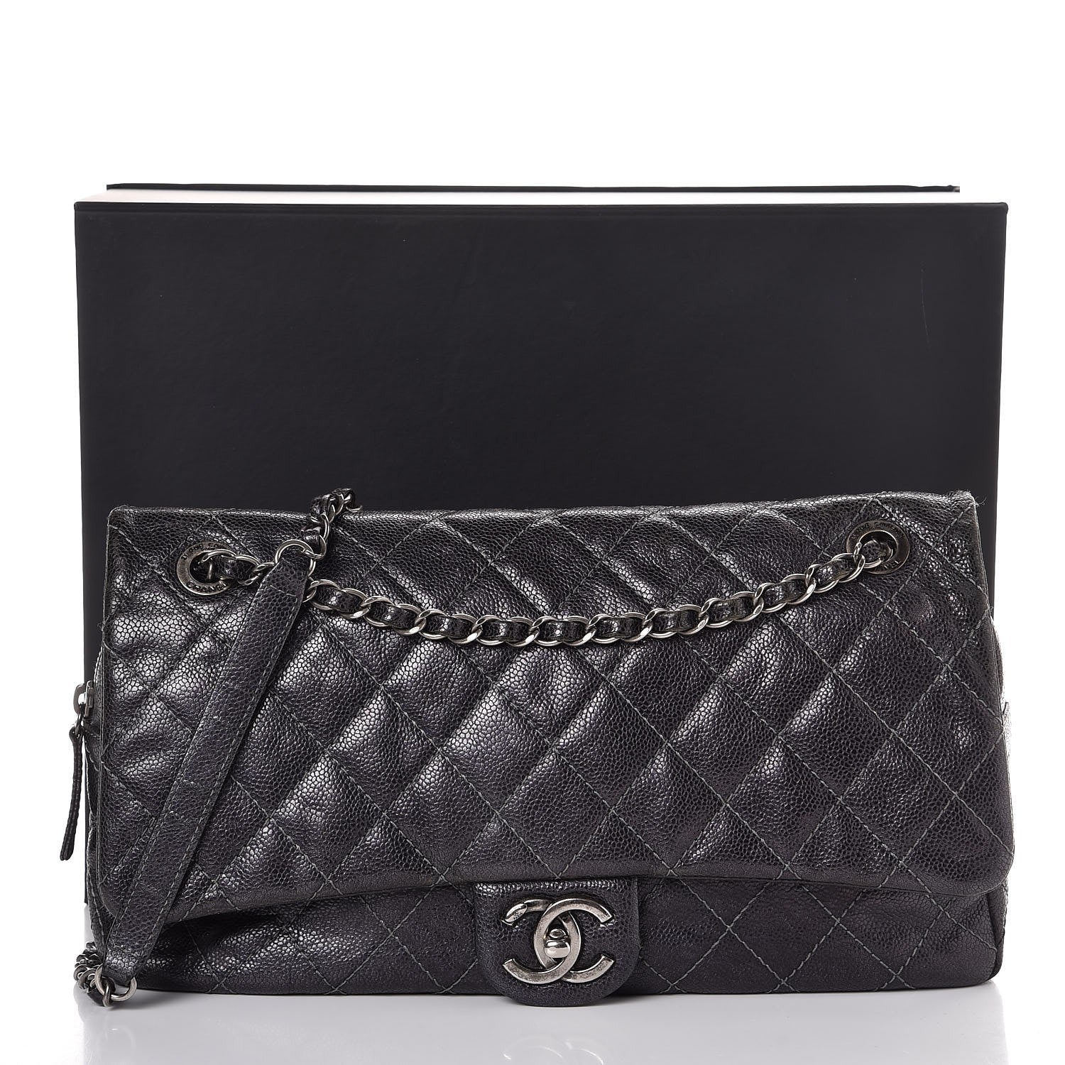 Chanel Iridescent Caviar Quilted Large Chic Flap Purple 10 of 10