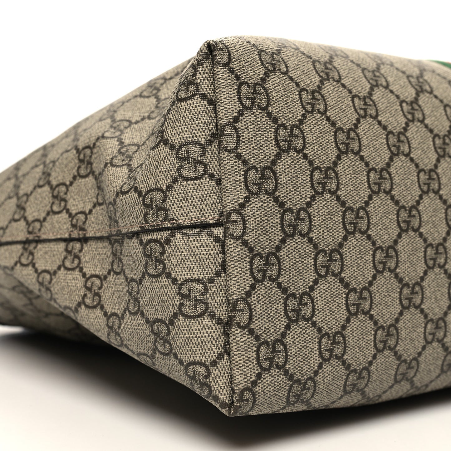 GG Supreme Monogram Textured Calfskin Web Medium Ophidia Shopping Tote Beige Ebony New Acero