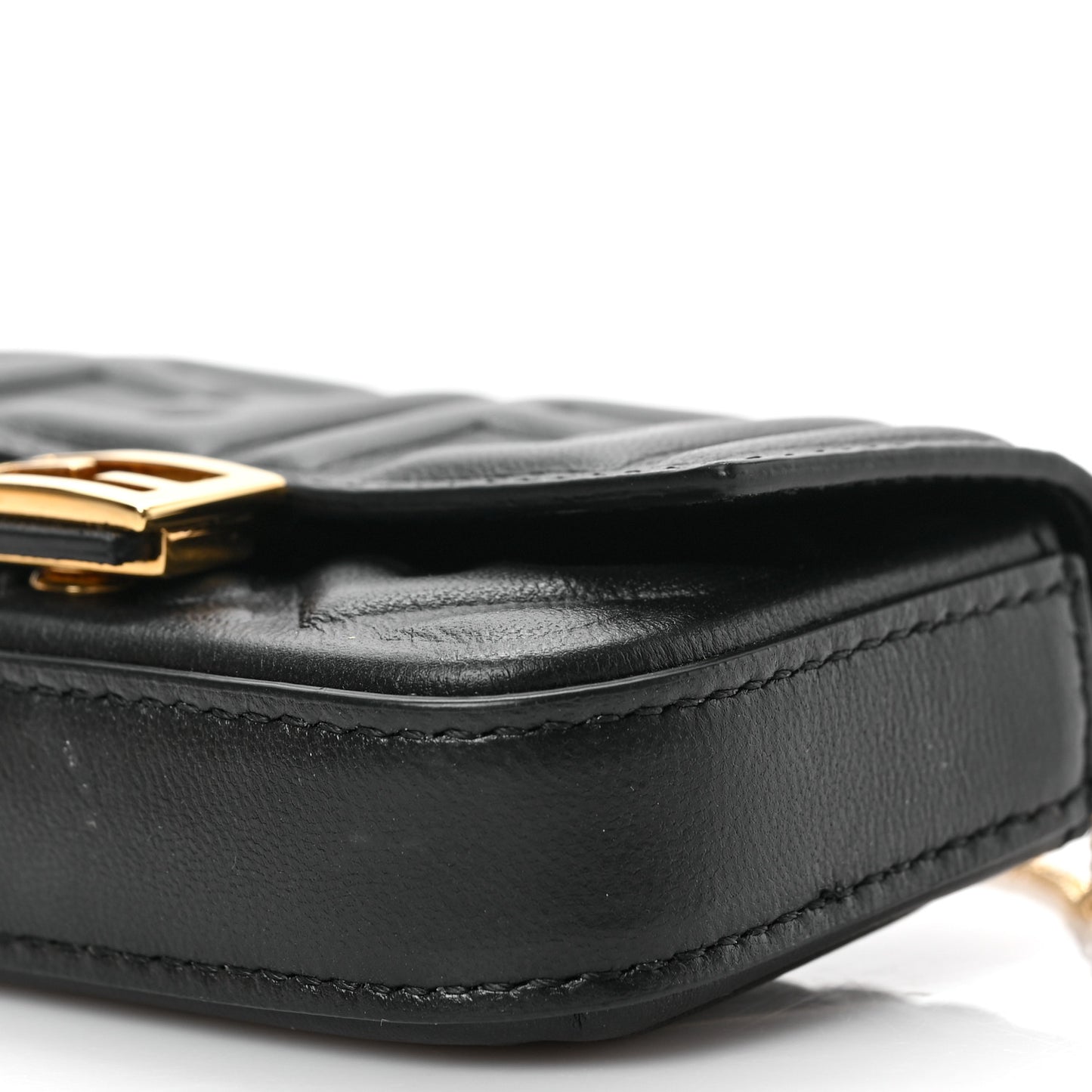 Nappa Matisse FF Embossed Nano Baguette Charm Black