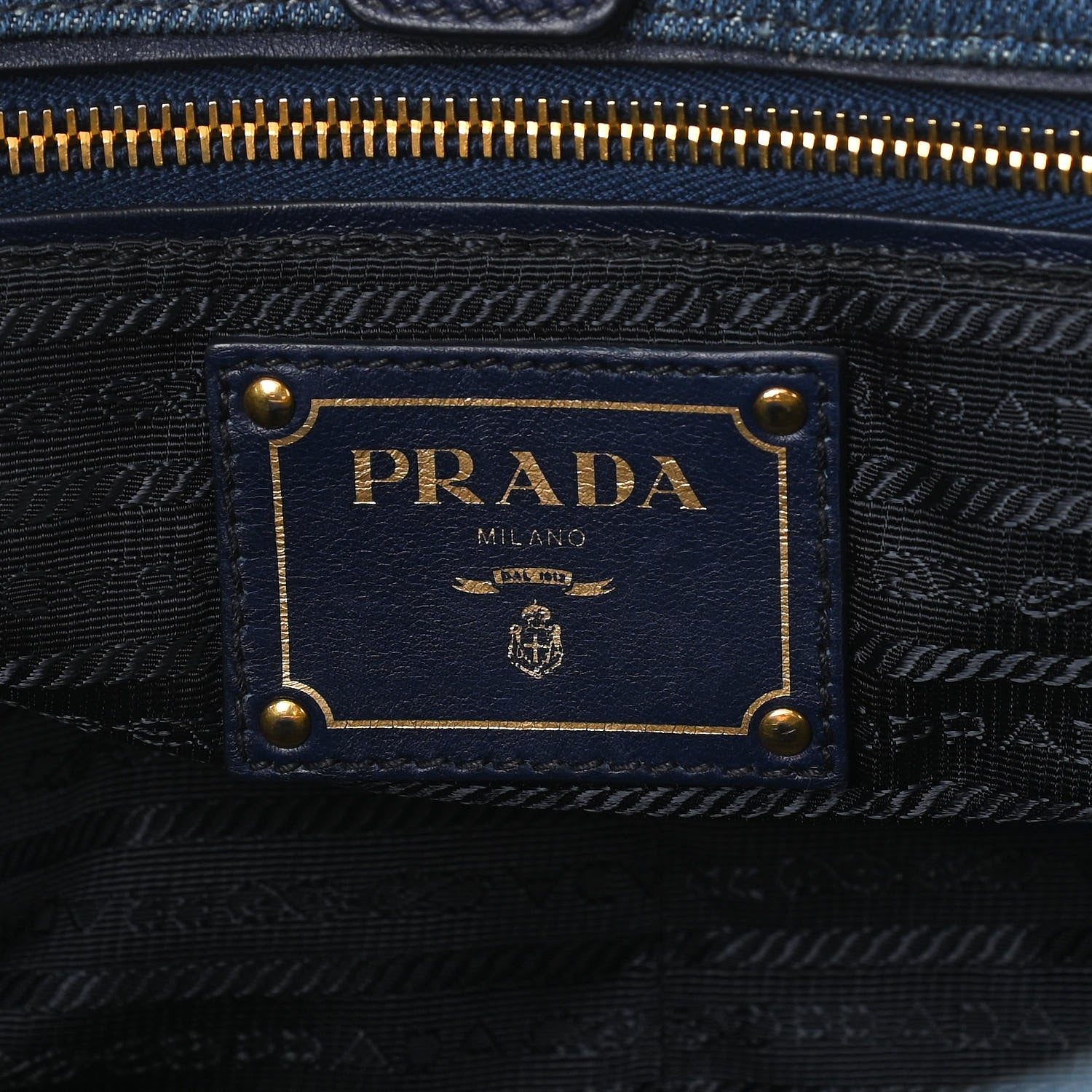Prada Denim Large Logo Shopping Tote 6 of 11