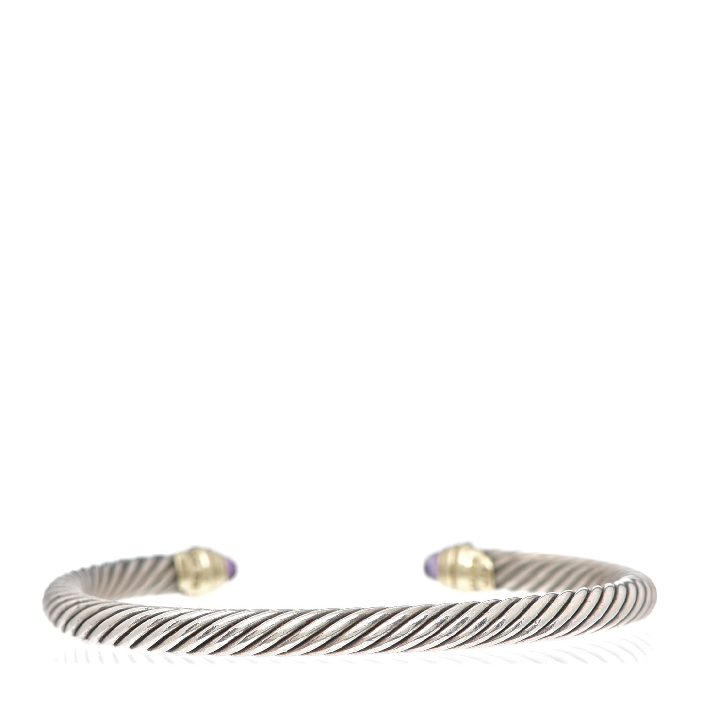 Sterling Silver 14K Yellow Gold Amethyst 5mm Cable Classics Petite Color Bracelet