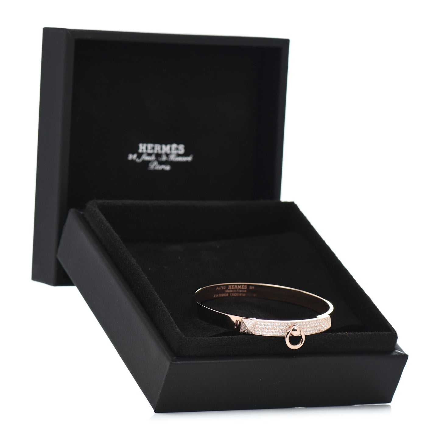 18K Rose Gold Diamond PM Collier De Chien Pave Bracelet SH