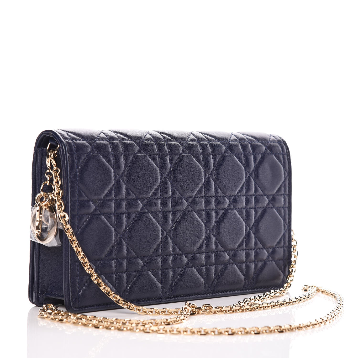 Christian Dior Lambskin Cannage Lady Dior Clutch Navy Blue 3 of 9