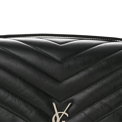 Saint Laurent Calfskin Y Quilted Monogram Large Loulou Chain Satchel Black 8 of 13