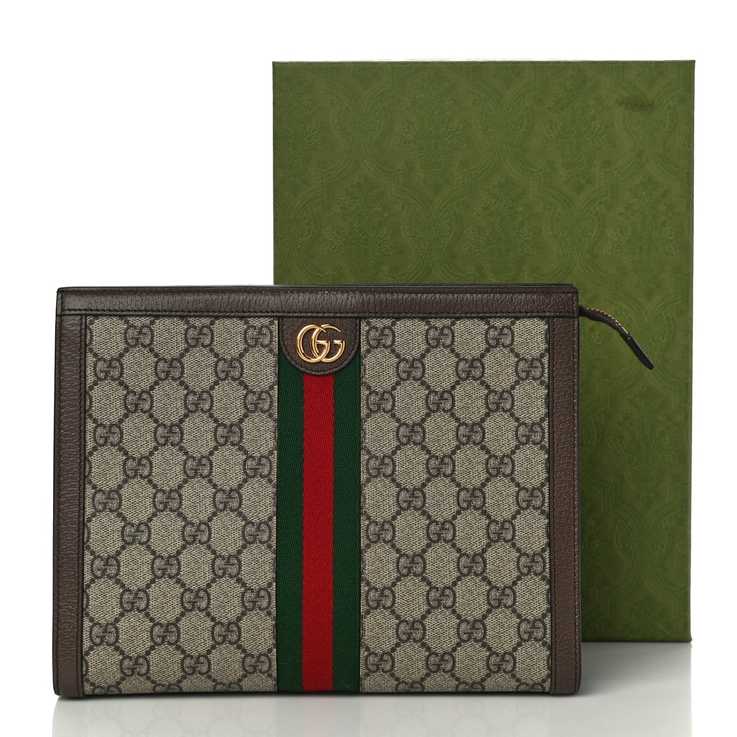 Gucci GG Supreme Monogram Web Ophidia Pouch Brown 14 of 14