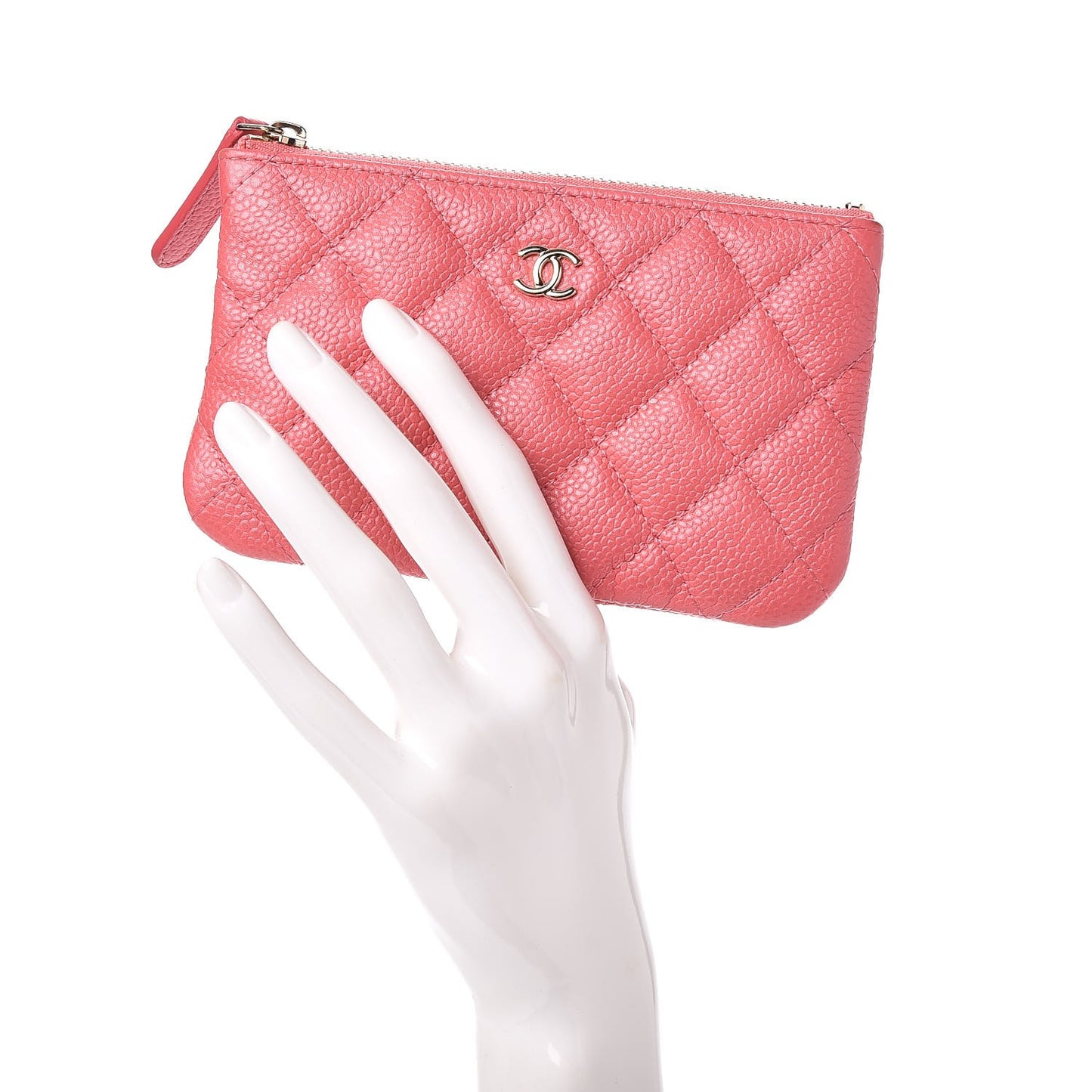 Caviar Quilted Small Cosmetic Case Pink