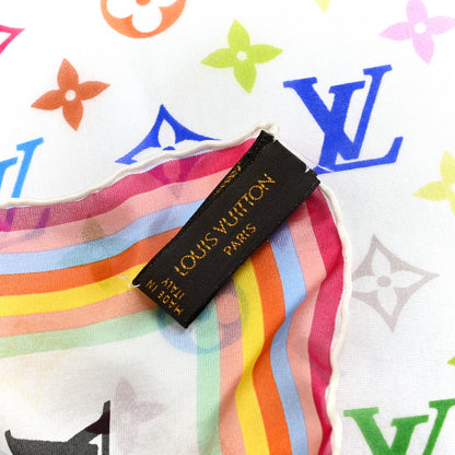 Louis Vuitton Silk Monogram Multicolor Scarf White 3 of 3