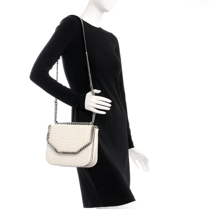 Stella McCartney Embossed Crocodile Effect Medium Falabella Box Shoulder Bag Ivory 2 of 7