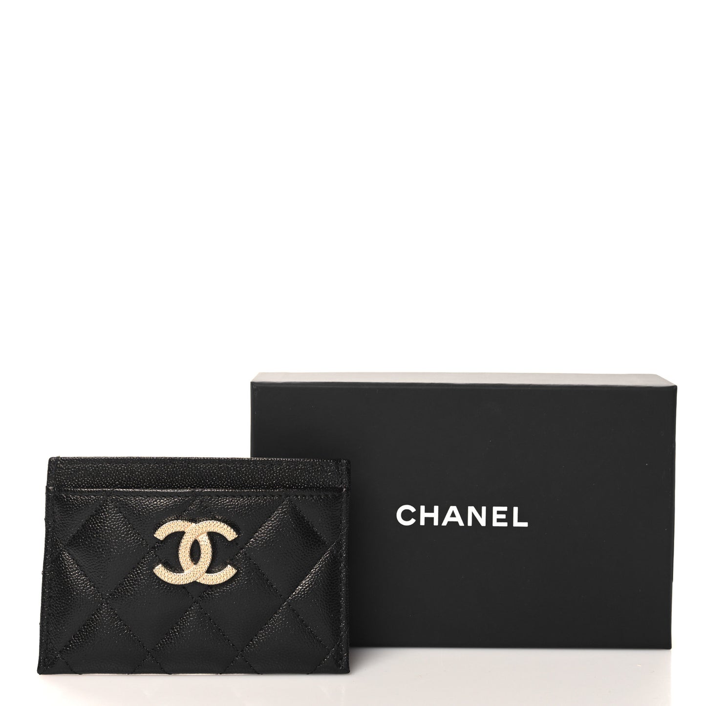 Caviar Quilted Studded CC Card Holder Black