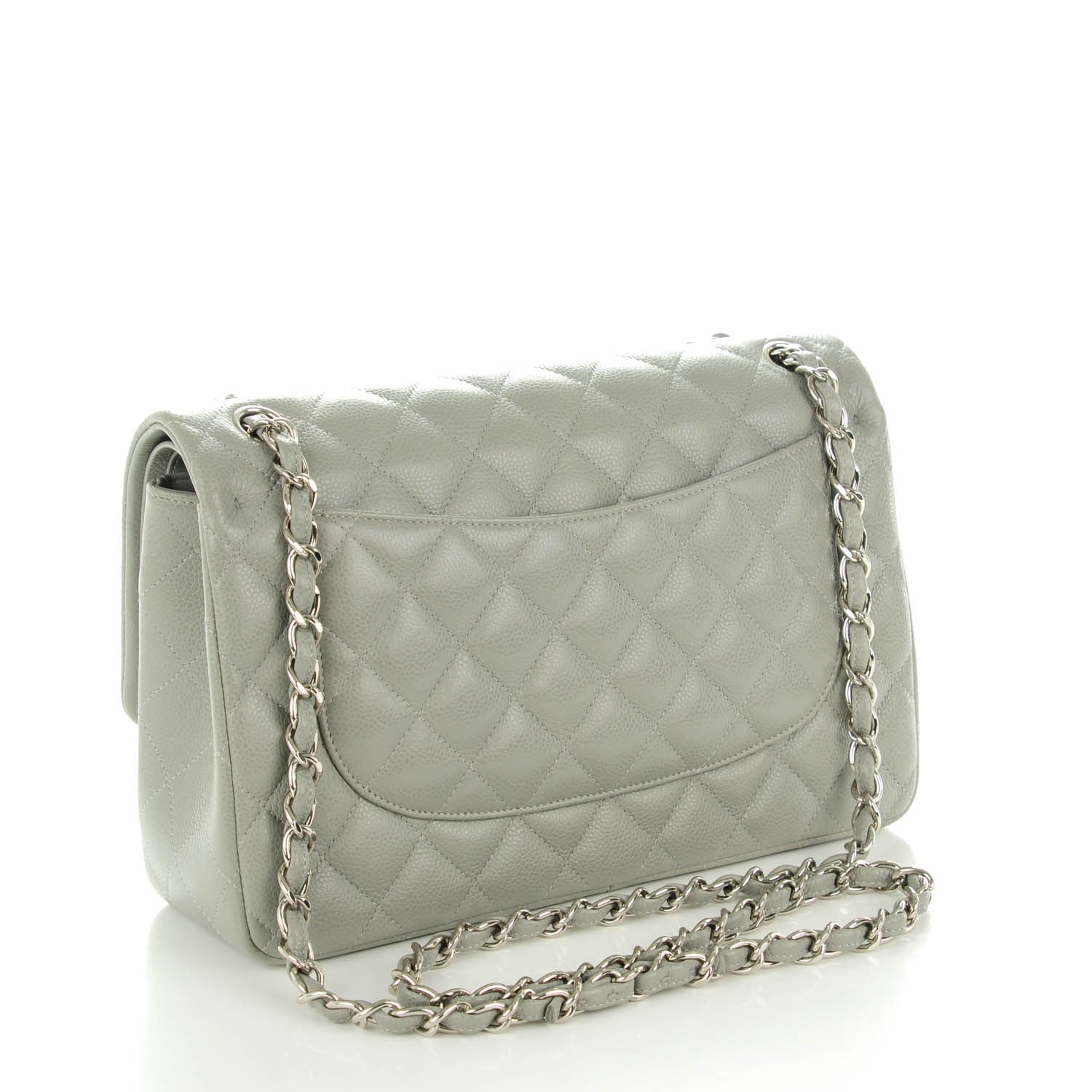 Chanel Caviar Quilted Jumbo Double Flap Grey 3 of 9