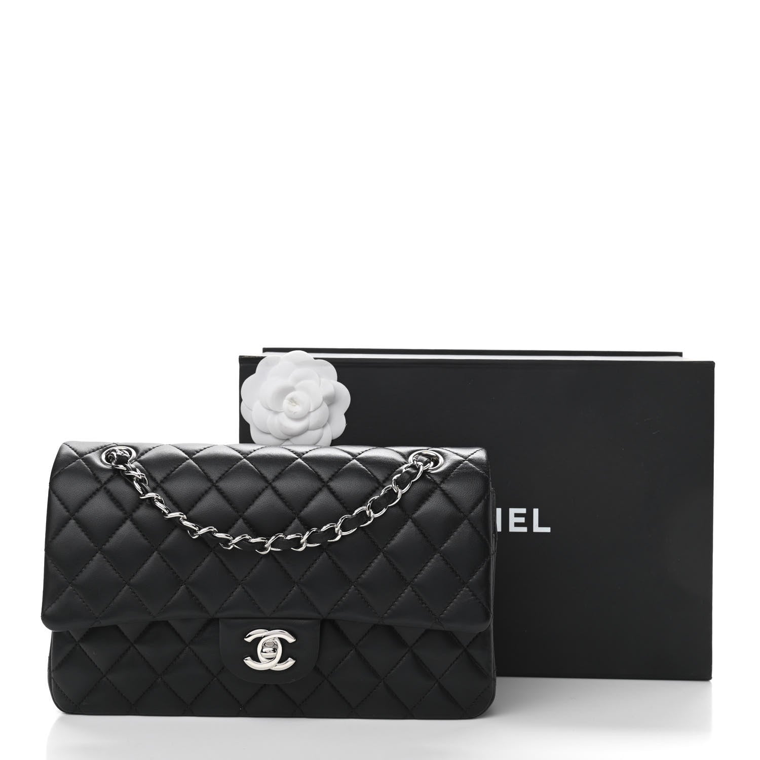 Chanel Lambskin Quilted Medium Double Flap Black 10 of 10