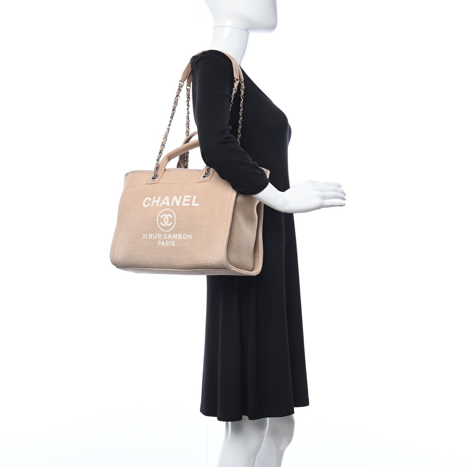 Chanel Mixed Fibers Small Deauville Tote Beige 2 of 14