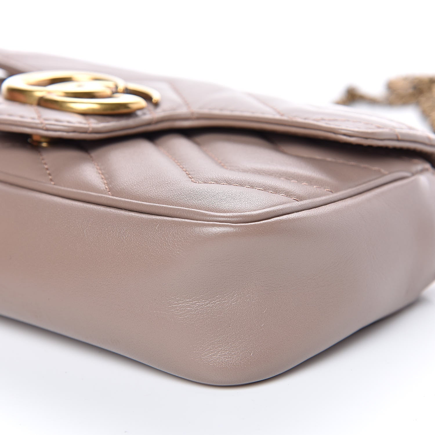 Gucci Calfskin Matelasse Super Mini GG Marmont Shoulder Bag Porcelain Rose 9 of 11