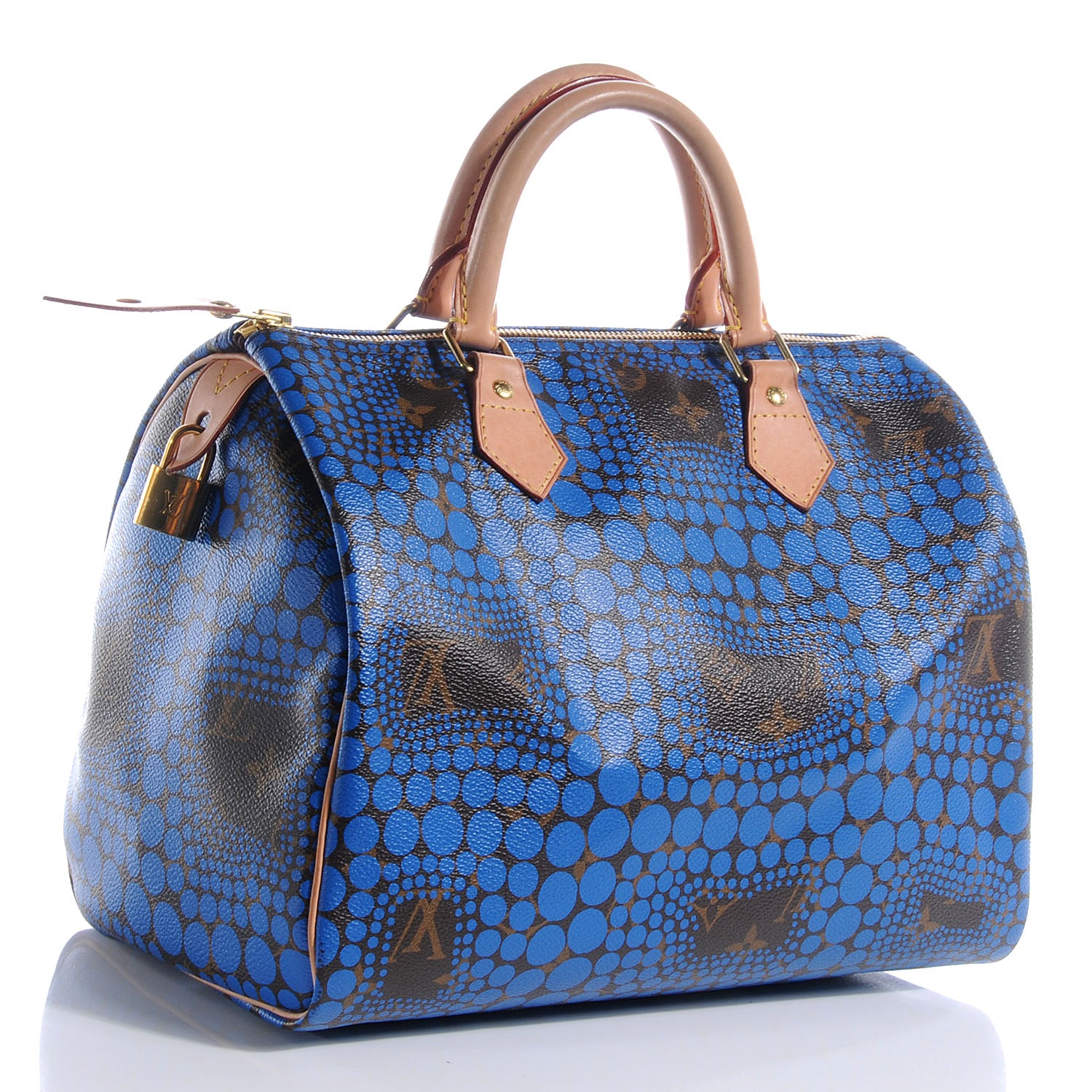 Louis Vuitton Monogram Kusama Town Speedy 30 Blue 3 of 7