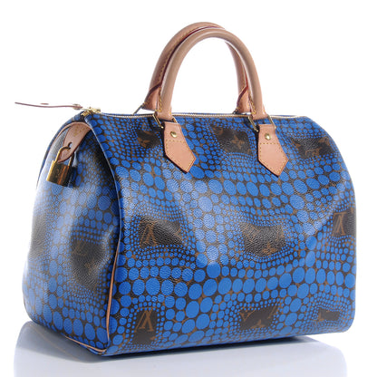 Louis Vuitton Monogram Kusama Town Speedy 30 Blue 3 of 7