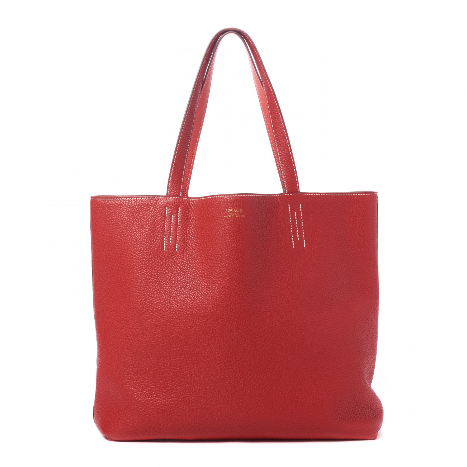 Hermes Taurillon Clemence Double Sens 45 Reversible Tote Rouge Casaque Rose Jaipur 1 of 8