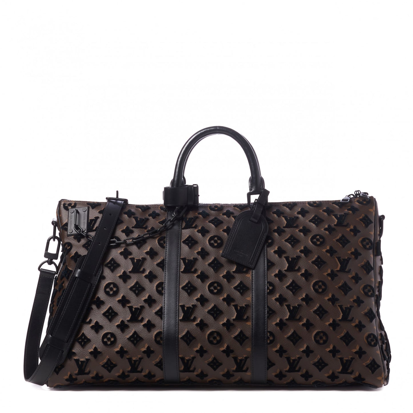 Monogram Tuffetage Keepall Triangle Bandouliere 50 Black Black