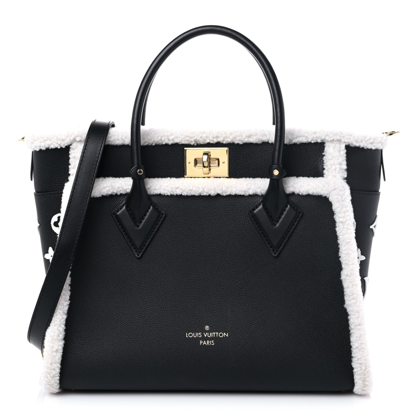 Grained Calfskin Shearling On My Side MM Black