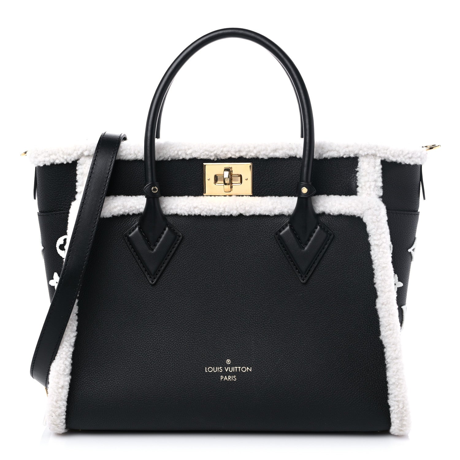 Louis Vuitton Grained Calfskin Shearling On My Side MM Black 1 of 10