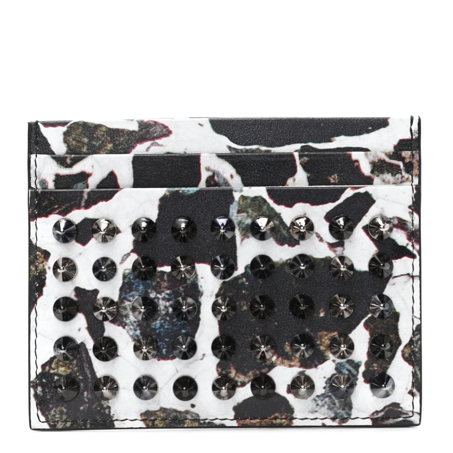 Christian Louboutin Calfskin Print Studded Card Holder 1 of 7