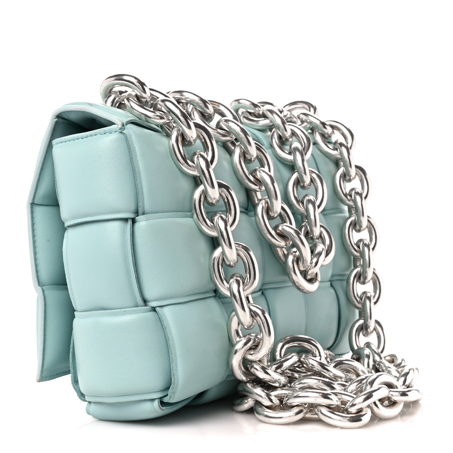 Bottega Veneta Lambskin Maxi Intreccio Padded Chain Cassette Crossbody Bag Spearmint 3 of 12