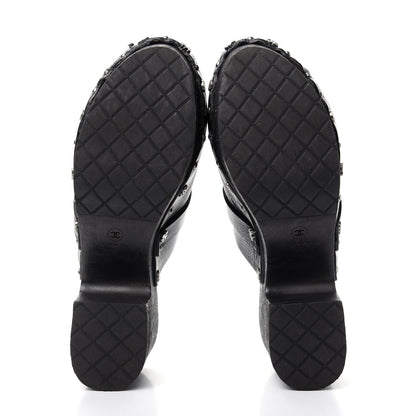Chanel Calfskin CC Lucky Charms Studded Clogs 40 Black 6 of 10