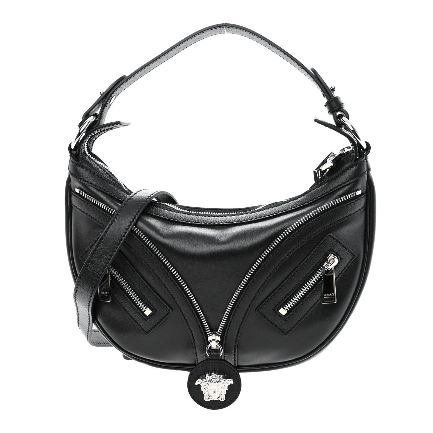 Calfskin Small Repeat Zip Hobo Black