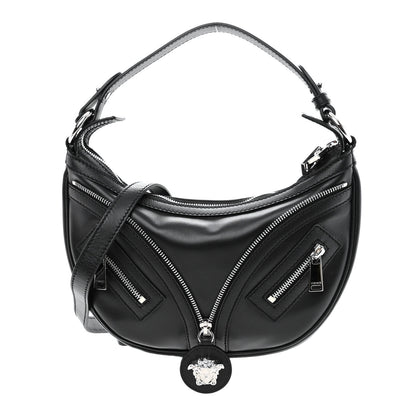 Versace Calfskin Small Repeat Zip Hobo Black 1 of 9