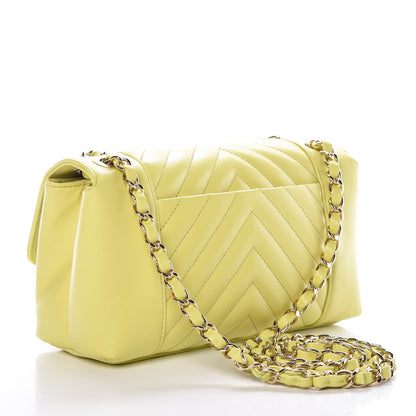 Chanel Calfskin Chevron Quilted Flap Yellow 3 of 10
