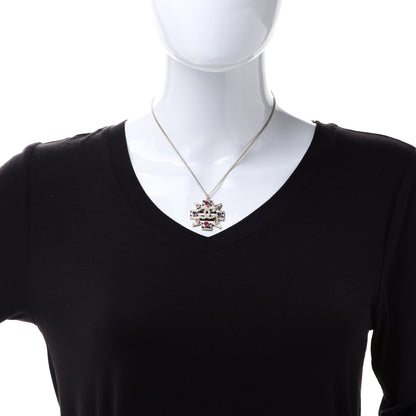 Chanel Crystal Enamel Stripe CC Pendant Necklace Gold Multicolor 2 of 6