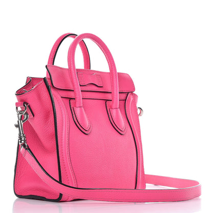 Celine Drummed Calfskin Nano Luggage Fluo Pink 3 of 16
