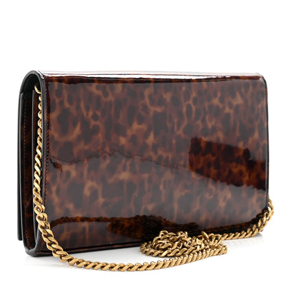 Saint Laurent Patent Monogram Chain Wallet Tortoiseshell 2 of 8