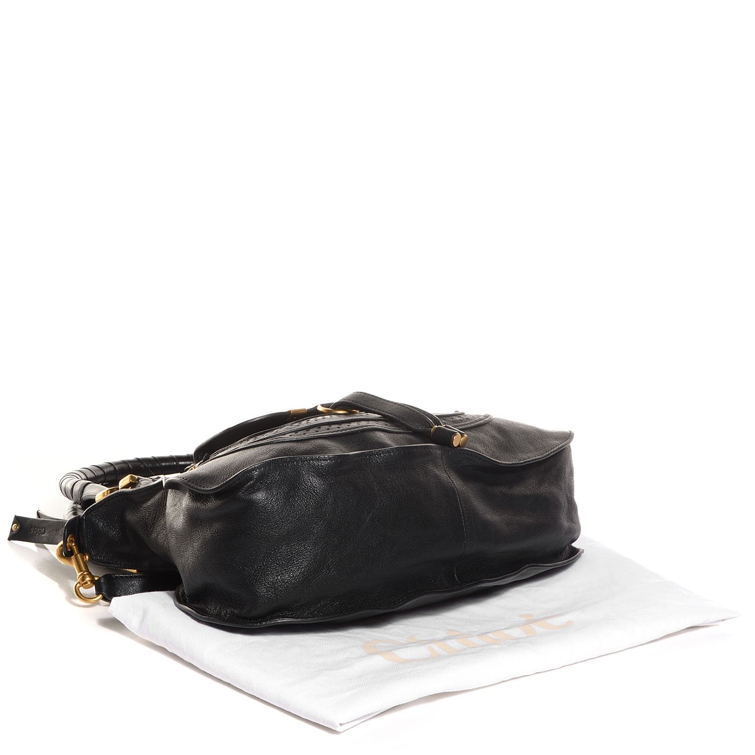 Chloe Calfskin Perforated Medium Marcie Animation Satchel Black 4 of 8