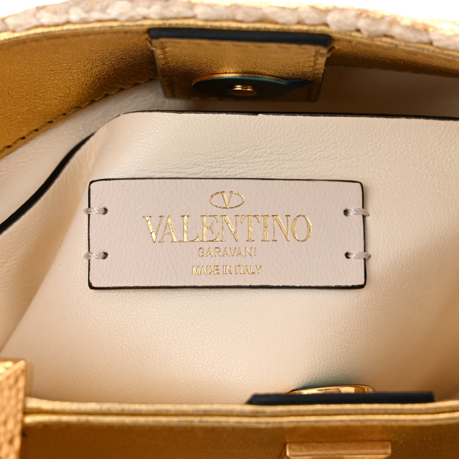 Valentino Garavani Tweed Metallic Small Roman Stud The Handle Bag Gold 7 of 12