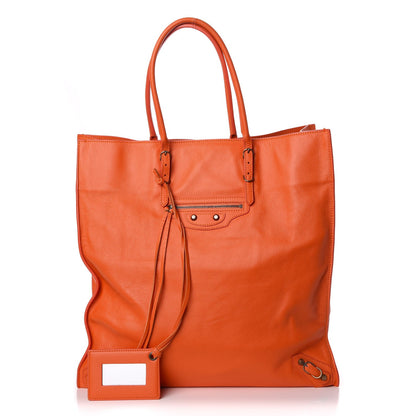 Balenciaga Calfskin Papier Ledger Tote Tangerine 1 of 10