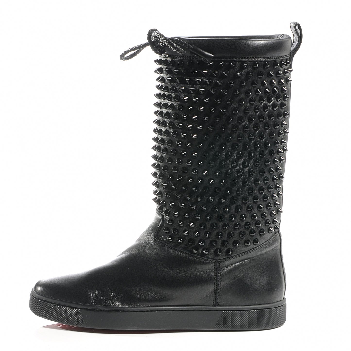 Nappa Surlapony Spikes Flat Boots 38 Black