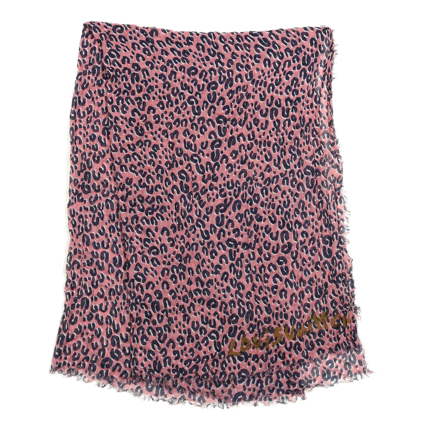 Louis Vuitton Cashmere Silk Leopard Etole Stole Corail 2 of 4