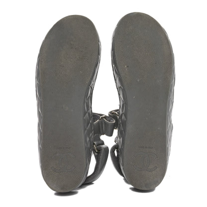 Chanel Shiny Calfskin Logo Platform Sandals 38 Grey 7 of 10