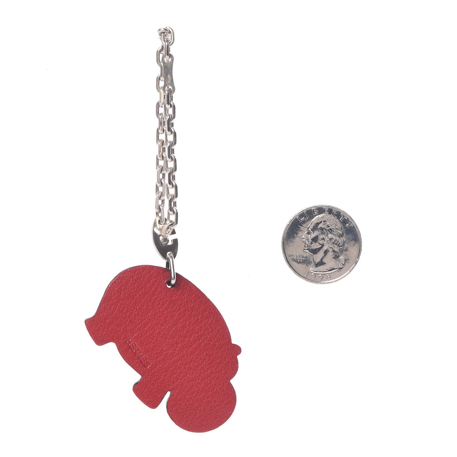 Hermes Chevre Mysore Hippo Bag Charm Rouge H 2 of 3