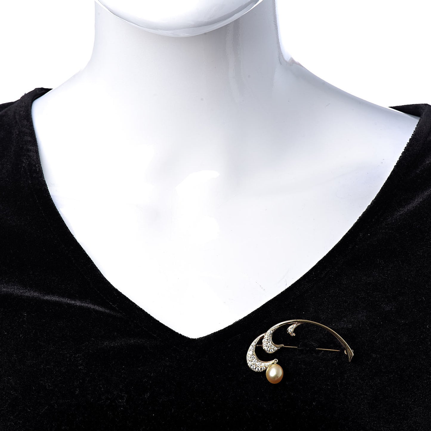 18K Yellow Gold Diamond Golden South Sea 8mm Pearl Brooch