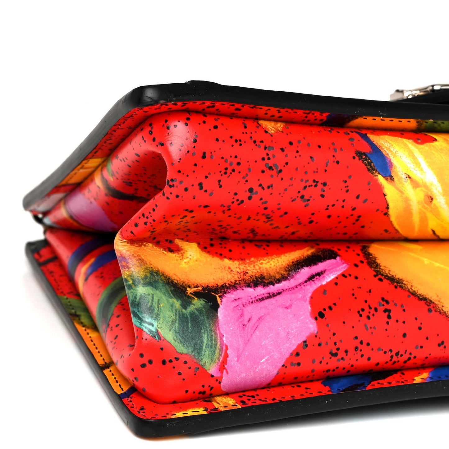 Calfskin Splash Print Trapeze Black White Red
