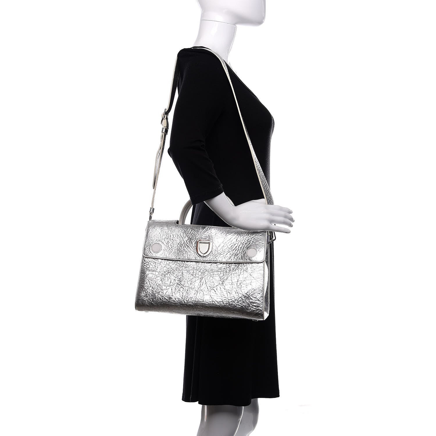 Christian Dior Metallic Calfskin Medium Diorever Flap Silver 2 of 10