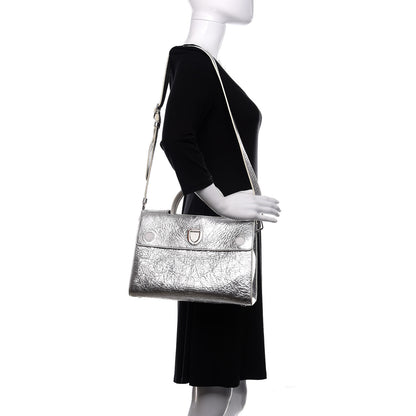 Christian Dior Metallic Calfskin Medium Diorever Flap Silver 2 of 10