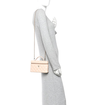 Chanel Caviar Quilted Top Handle Slim Vanity With Chain Beige 2 of 11
