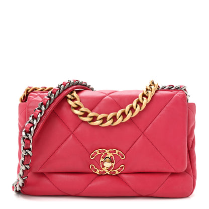 Chanel Lambskin Quilted Medium Chanel 19 Flap Dark Pink 1 of 10