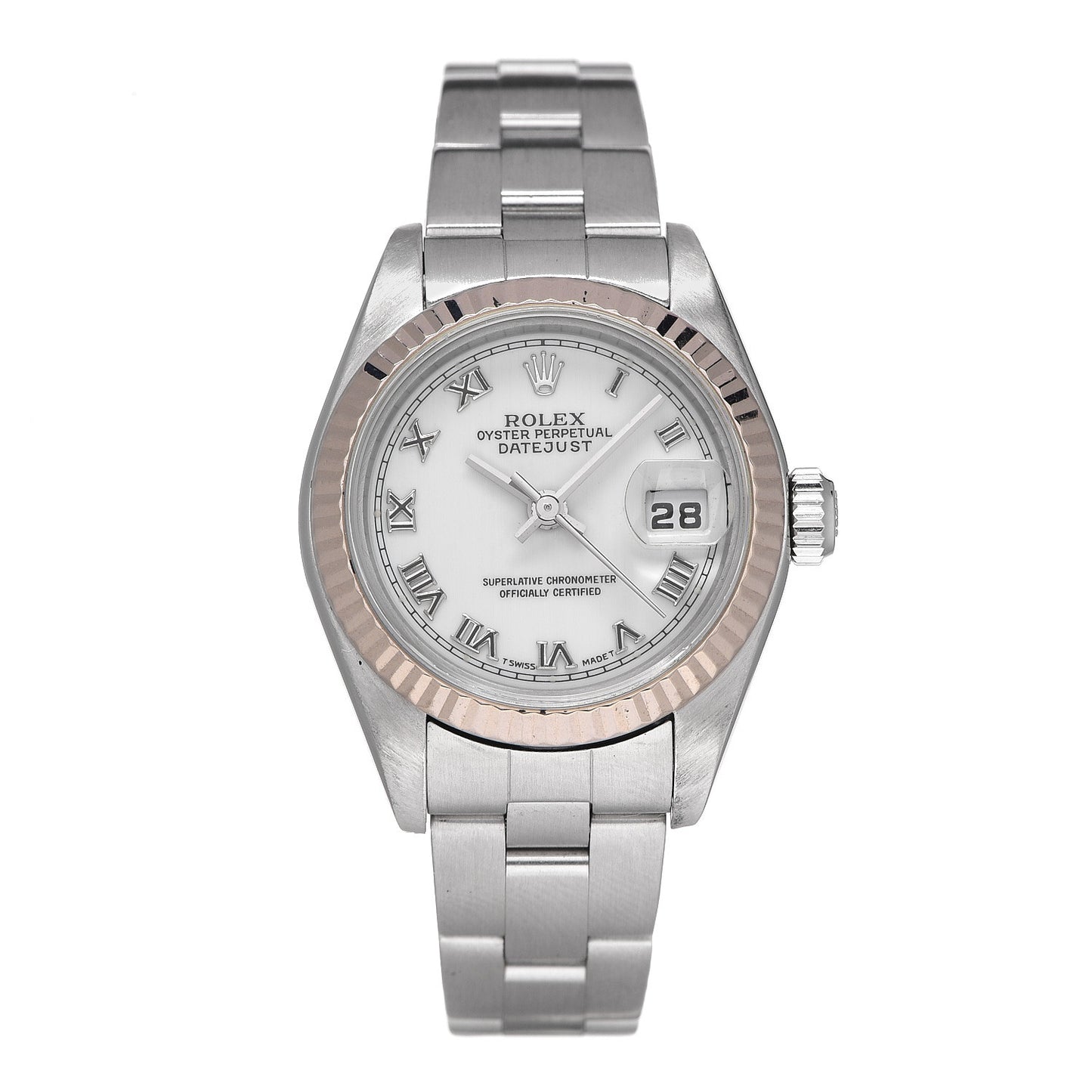 Stainless Steel 18K White Gold 26mm Oyster Perpetual Datejust Watch White Roman 79174