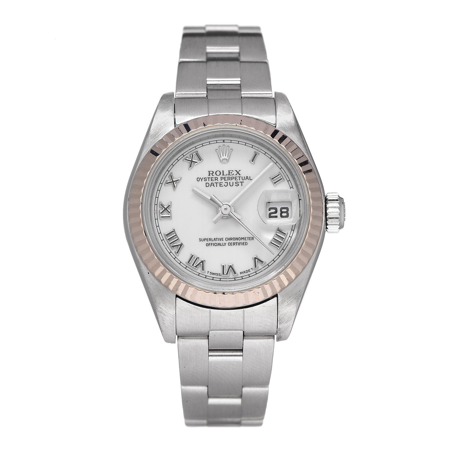 Rolex Stainless Steel 18K White Gold 26mm Oyster Perpetual Datejust Watch White Roman 79174 1 of 5