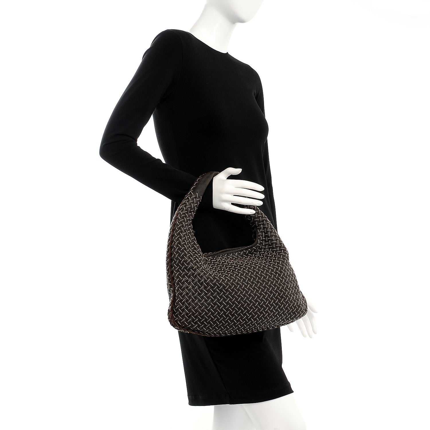 Bottega Veneta Nappa Stitched Intrecciato Medium Veneta Hobo Ebano 2 of 9