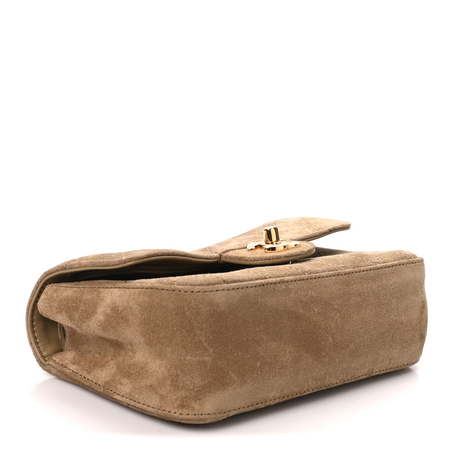 Suede Calfskin Mini Souplissimo Flap Dark Beige